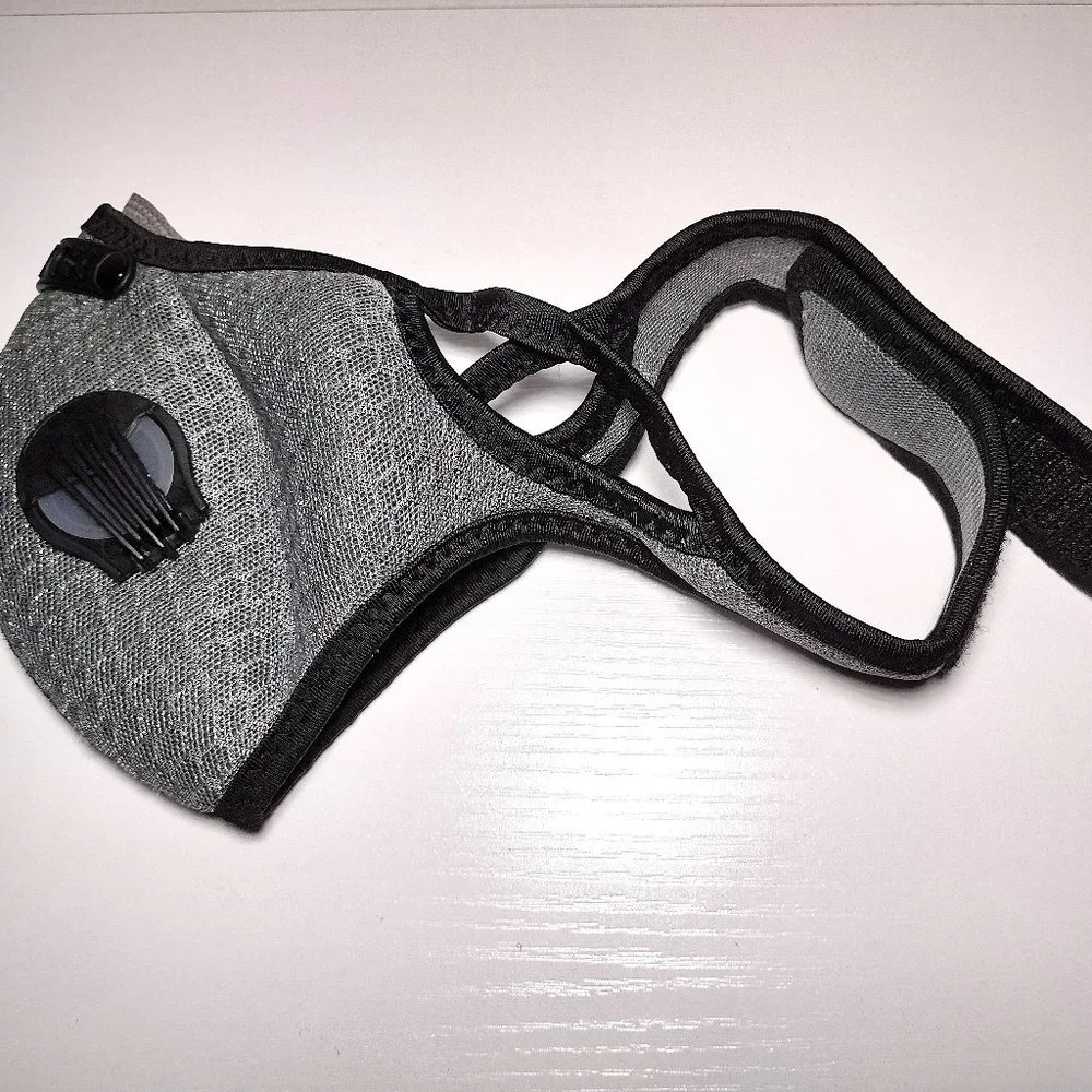 Face Sports Mask Gray with Active Carbon Filter & Breathing Valves